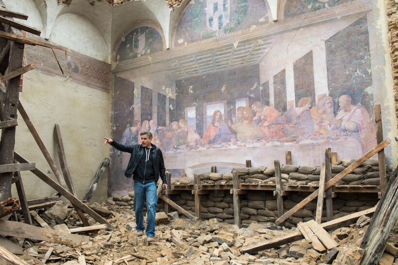 Director George Clooney on the set of "The Monuments Men."