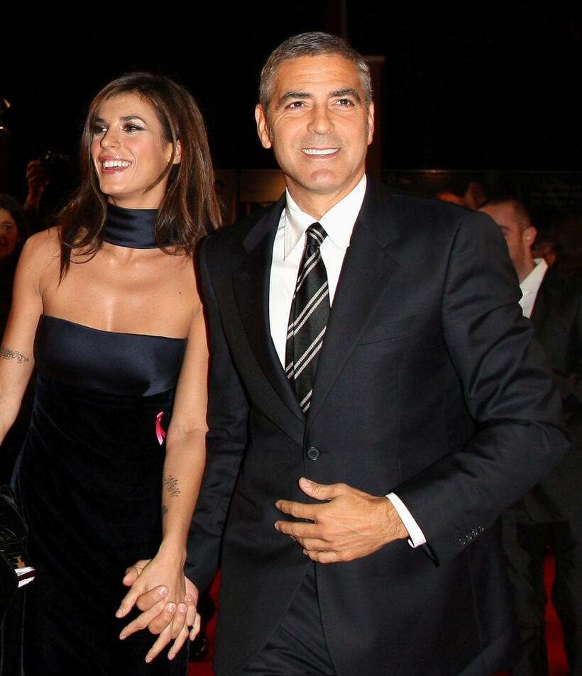 Elisabetta Canalis and George Clooney at the Italy premiere of "Up In The Air."