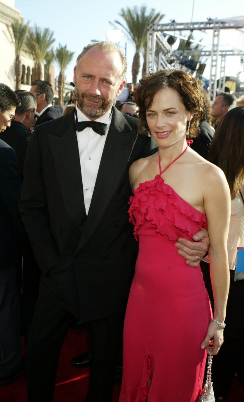 Xander Berkeley and Sarah Clarke at the 55th Annual Primetime Emmy Awards.