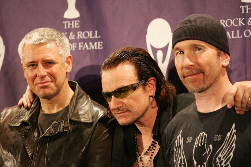 Adam Clayton, Bono and The Edge at the 20th Annual Rock And Roll Hall Of Fame Induction Ceremony.