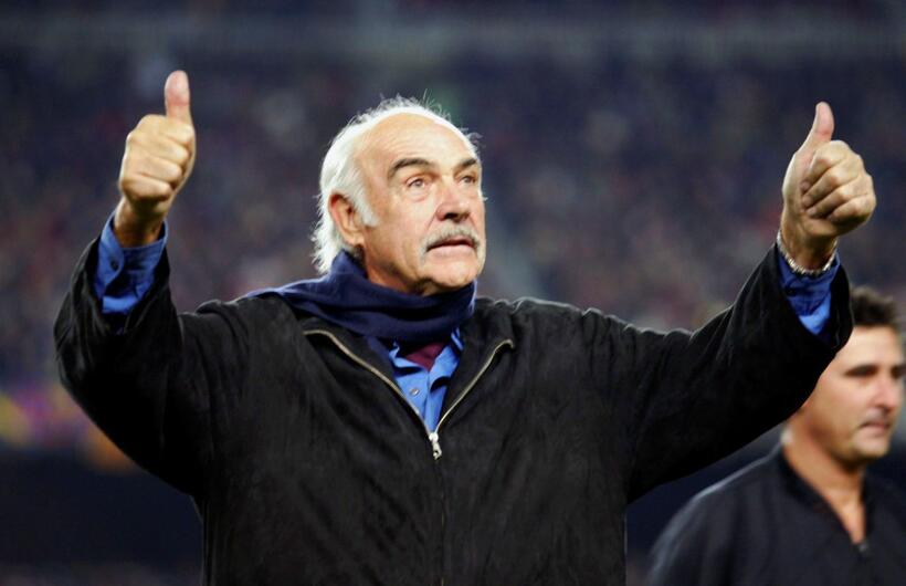 Sean Connery at the Camp Nou stadium during the friendly match between FC Barcelona and The Peace Team.
