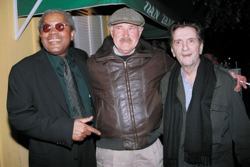 Dabney Coleman, Clarence Williams and Harry Dean Stanton pose outside Dan Tanas restaurant.