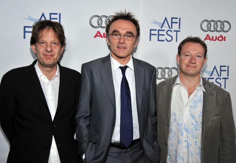 Christian Colson, director Danny Boyle and writer Simon Beaufoy at the 2008 AFI Fest Tribute To Danny Boyle.