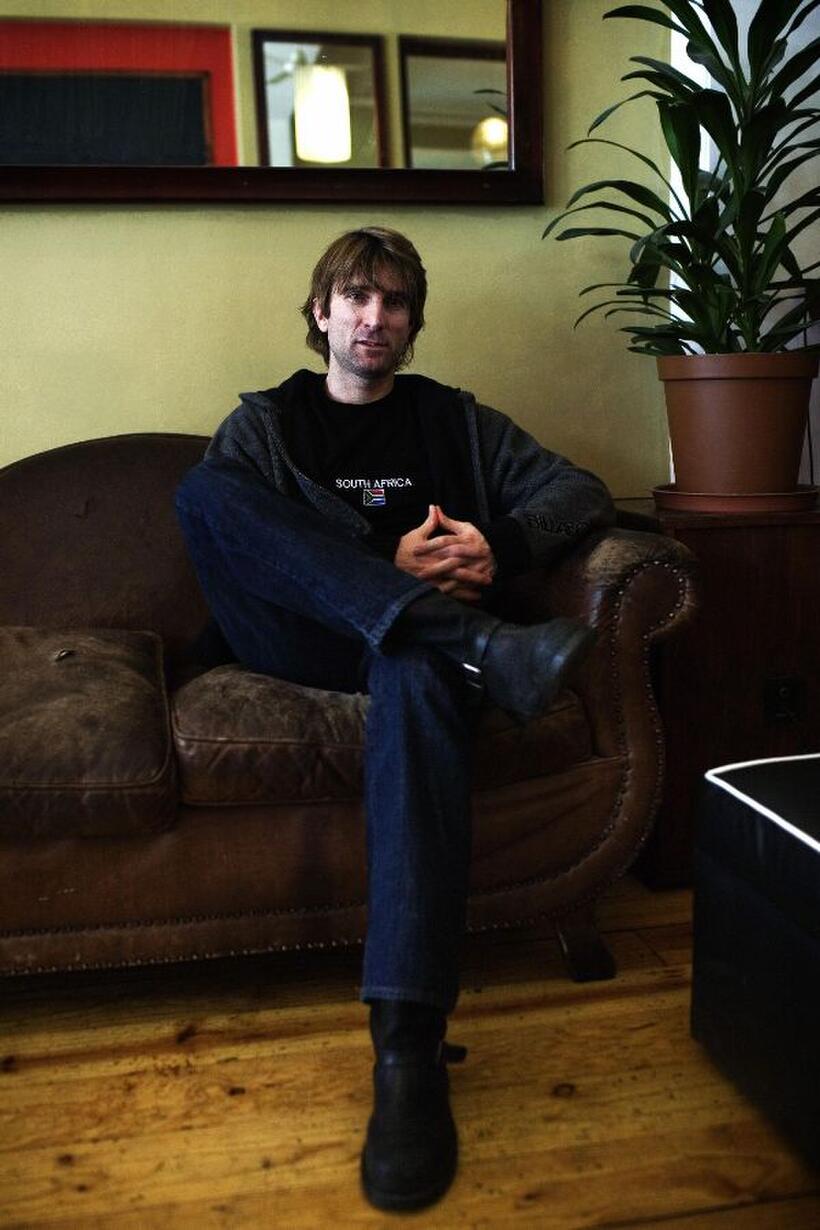 Sharlto Copley at the Longstreet cafe in Cape Town.