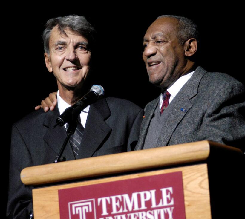 Bill Cosby and Lou Sheimer at the world premiere of "Fat Albert".