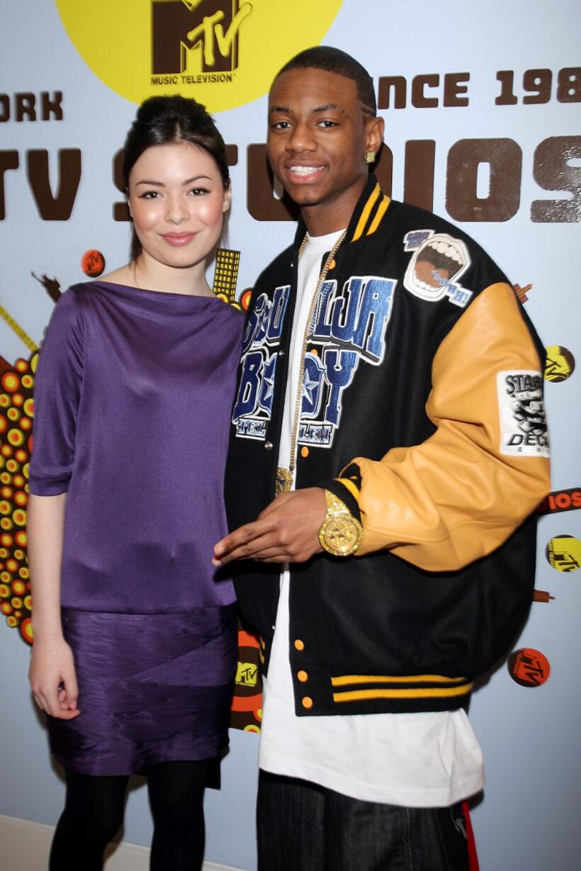 Miranda Cosgrove and Soulja Boy at the MTV's Total Request Live.
