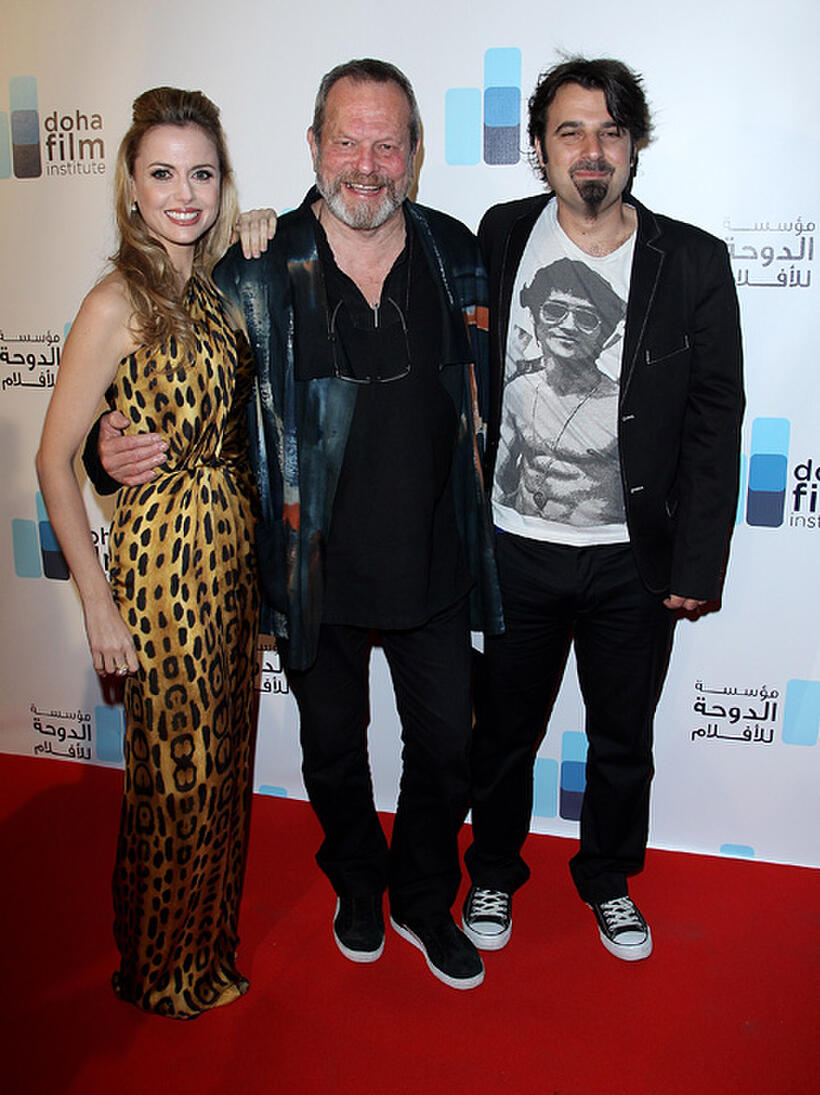 Amanda Palmer, director Terry Gilliam and Scandar Copti at the Doha Film Institute Launch Event during the 63rd Cannes Film Festival.