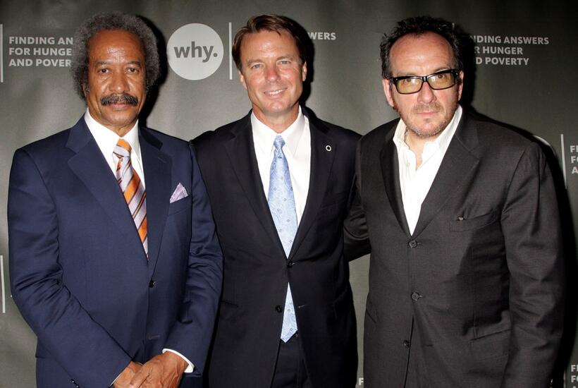 Allen Toussaint, John Edwards and Elvis Costello at the World Hunger Year's event.