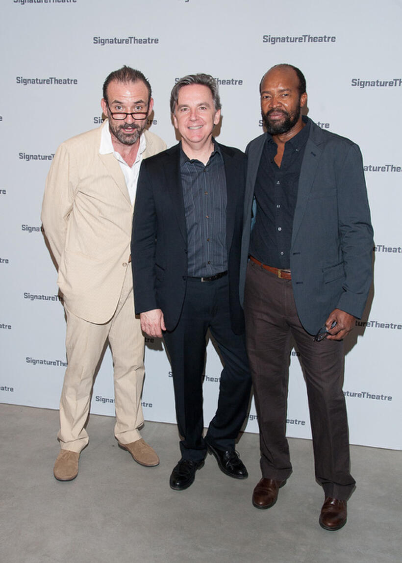 Ritchie Coster, Athol Fugard and Leon Addison Brown at the Broadway opening night party of "The Train Driver."