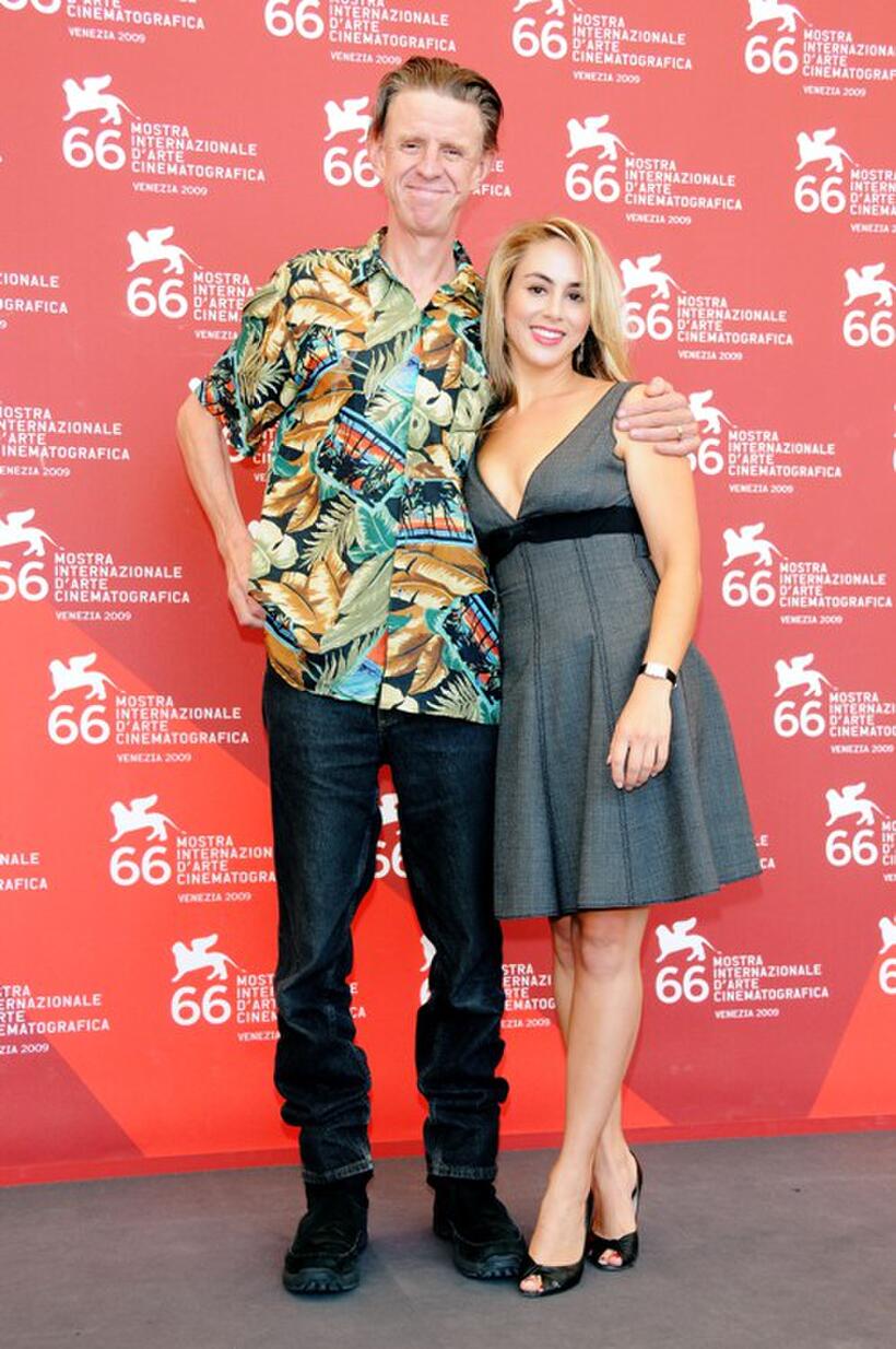 Alex Cox and Jaclyn Jonet at the photocall of "Repo Chick" during the 66th Venice Film Festival.