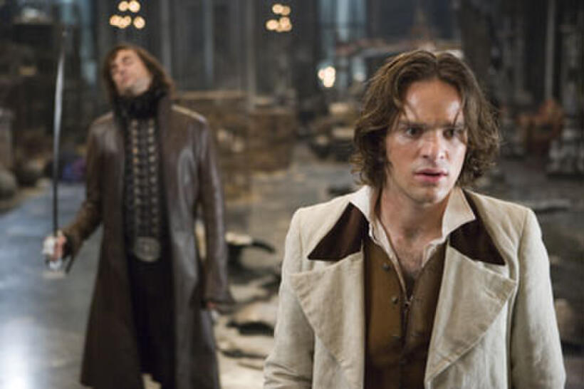 Prince Septimus (Mark Strong) threatens the heroic Tristan (Charlie Cox) in "Stardust."