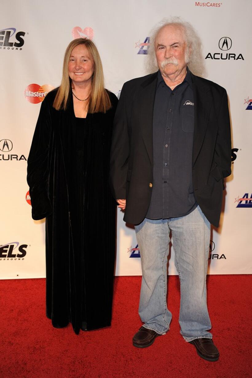 Jan Dance and David Crosby at the Musicares Person of the Year Dinner honoring Neil Young.