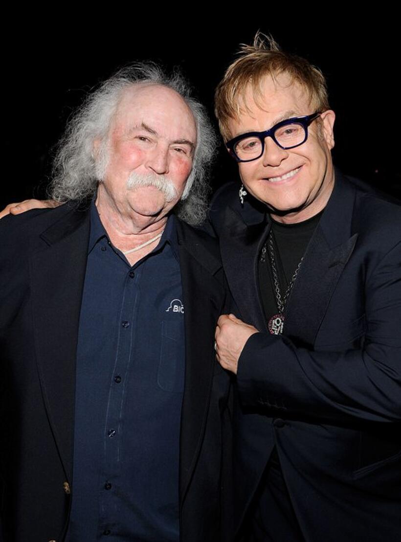 David Crosby and Elton John at the Musicares Person of the Year Dinner honoring Neil Young.