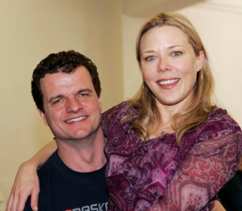 Michael Cumpsty and Kathryn Meisle on the set of "The Constant Wife."