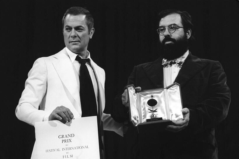 Tony Curtis and Francis Ford Coppola at the Cannes film festival.