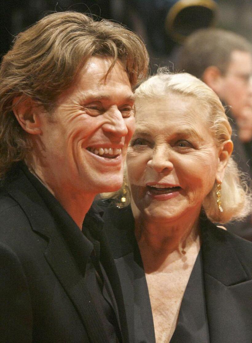 Willem Dafoe and Lauren Bacall at the 57th Berlinale International Film Festival.