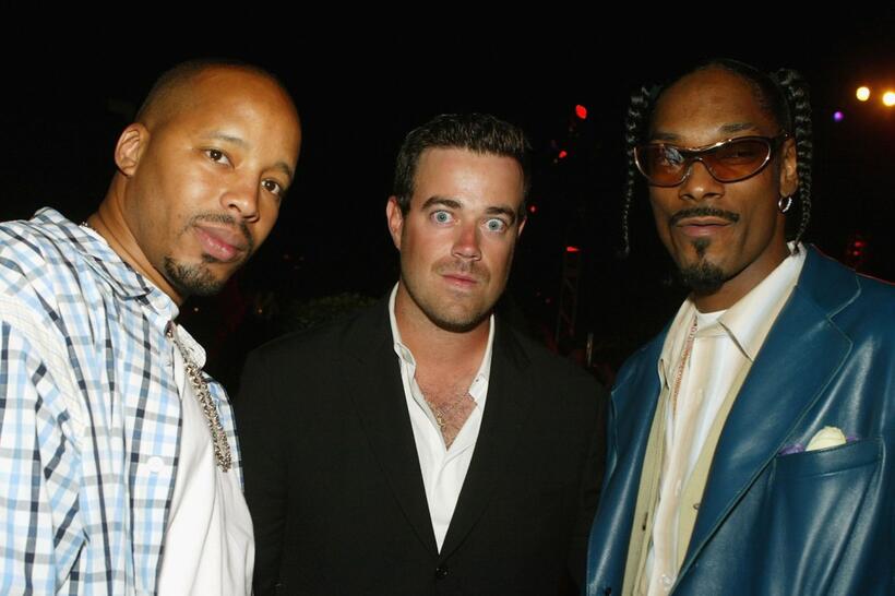 Rappers Warren, Carson Daly and Snoop Dogg at the after party of the premiere of "Catwoman."