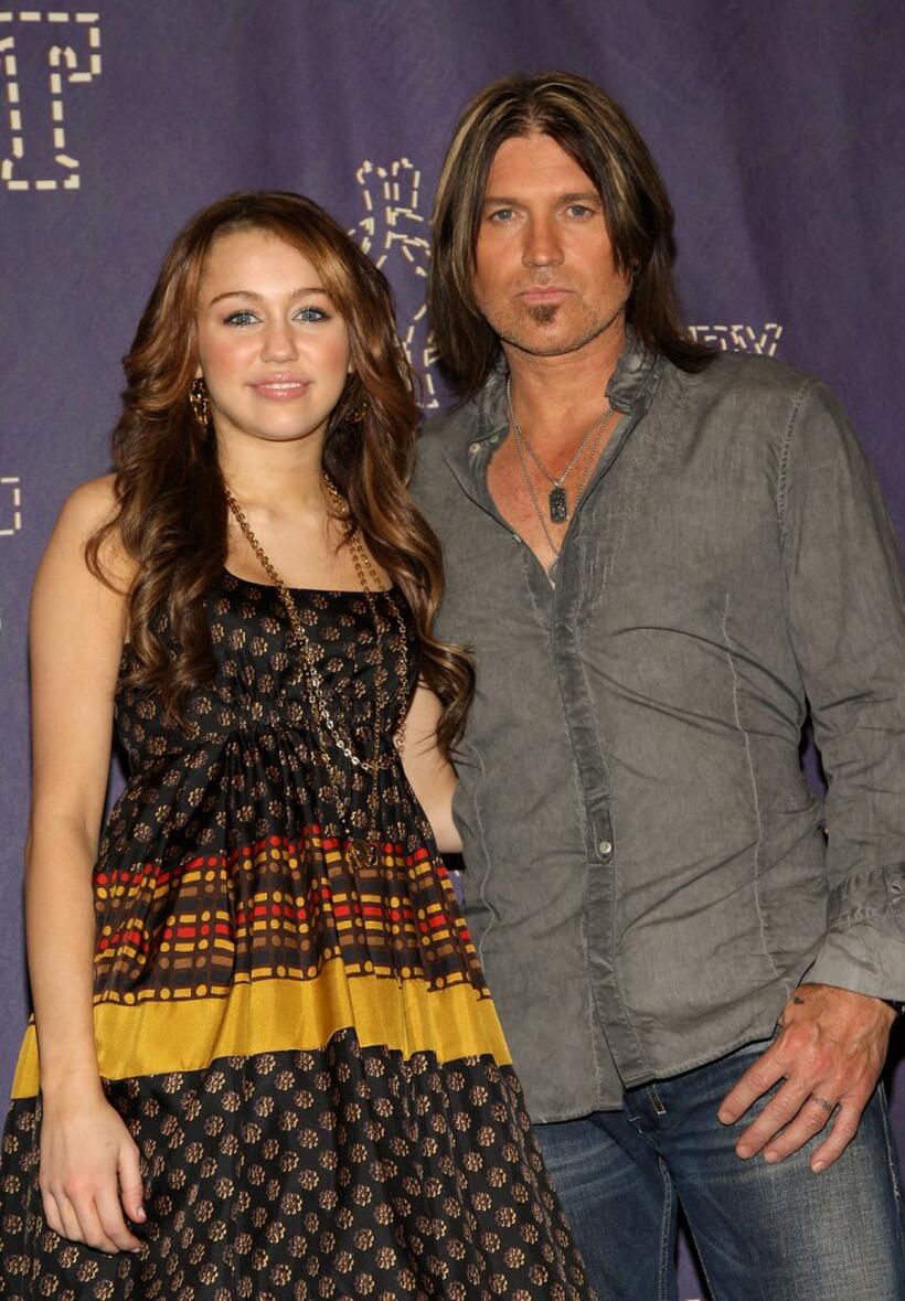 Miley Cyrus and Billy Ray Cyrus at the 2008 CMT Music Awards.