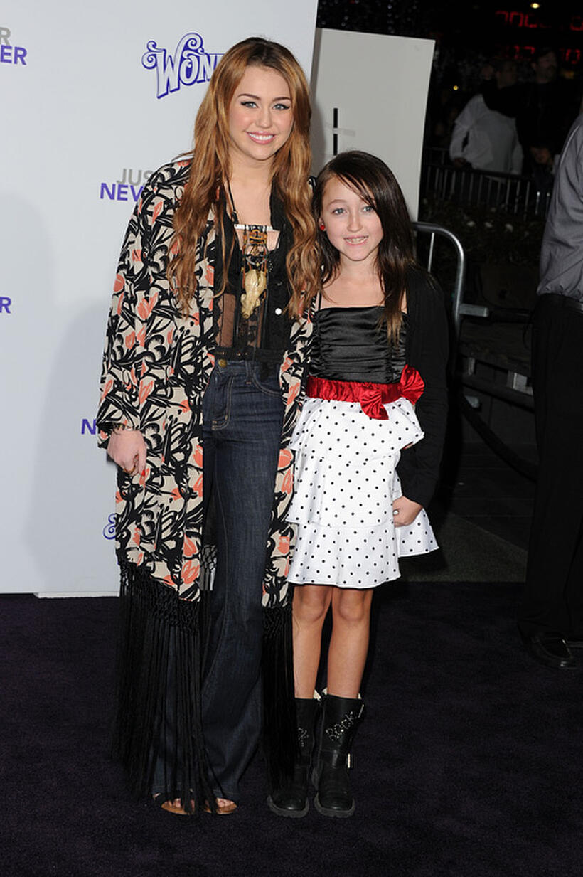 Miley Cyrus and Noah Cyrus at the California premiere of "Justin Bieber: Never Say Never."