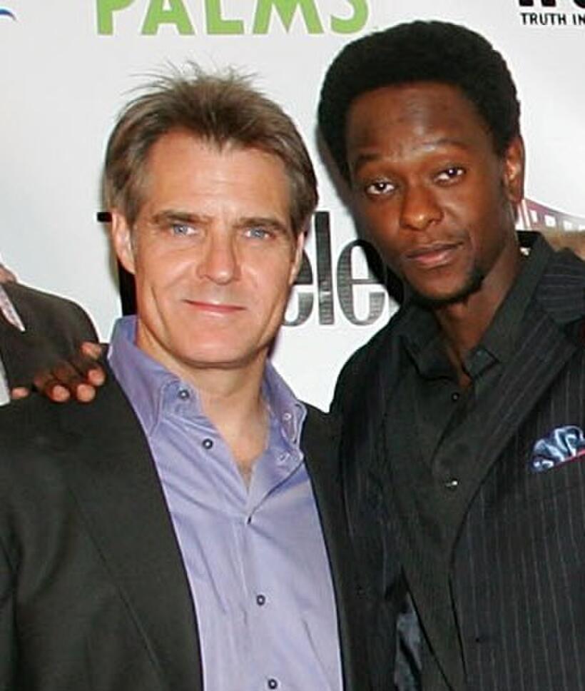 Henry Czerny and Edi Gathegi at the world premiere of "The Fifth Patient."