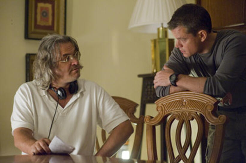 Director Paul Greengrass and Matt Damon on the set of "Green Zone." 