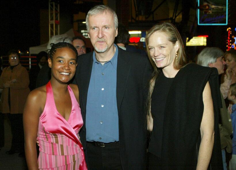 Dijanna Figueroa, Director James Cameron and Suzy Amis at the premiere of "Aliens Of The Deep."