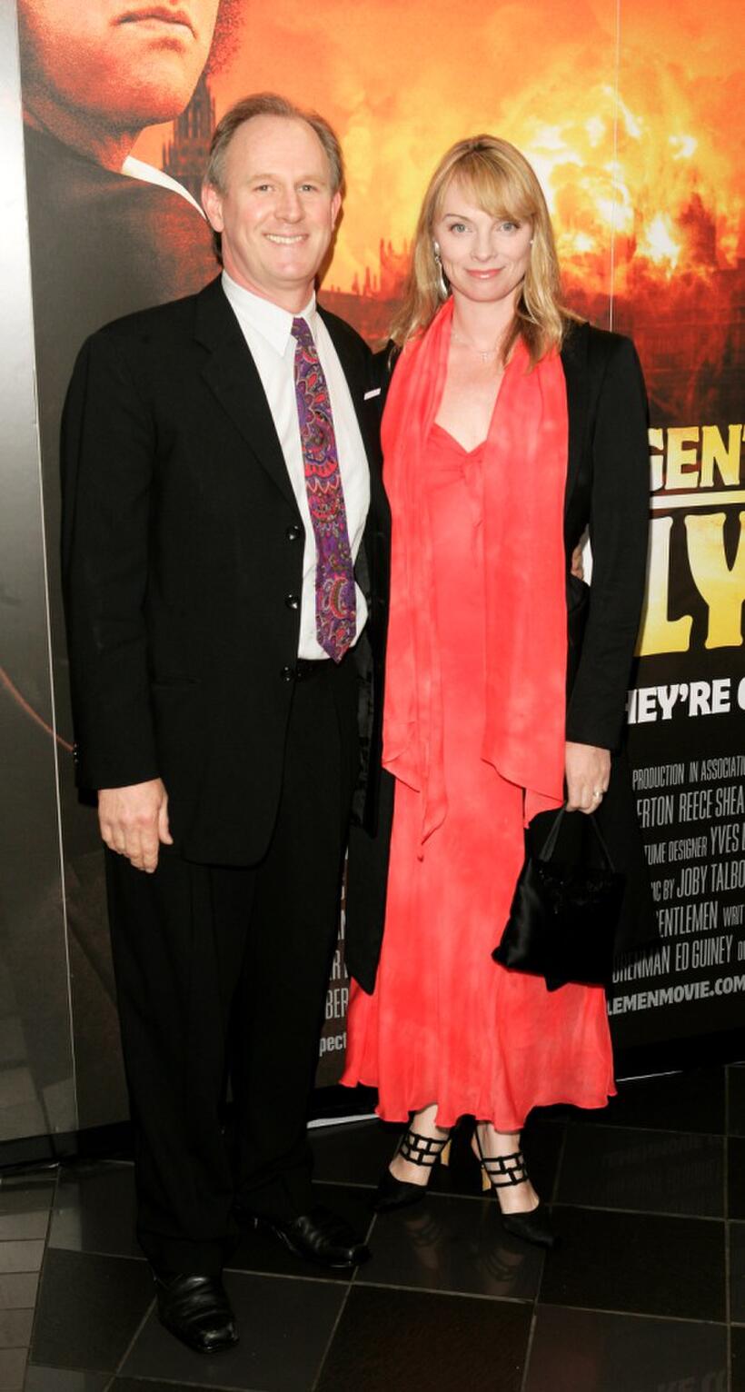 Peter Davison and Emma Amos at the UK premiere of "The League Of Gentlemen's Apocalypse."