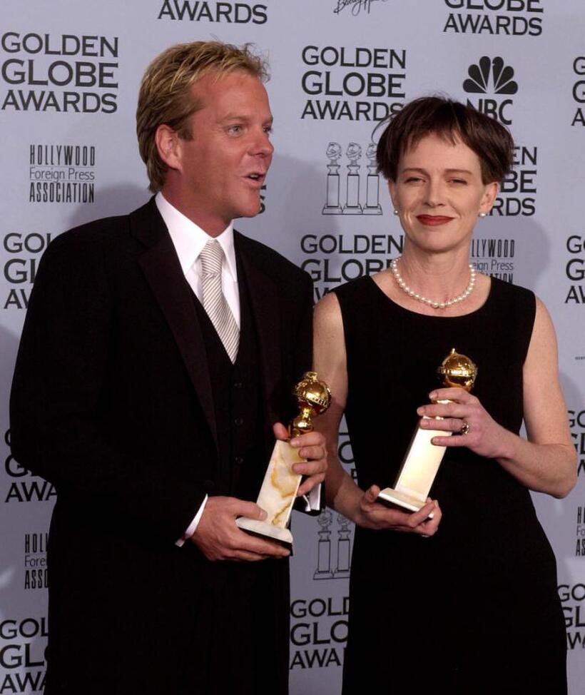 Judy Davis and Kiefer Sutherland at the 59th Annual Golden Globe Awards.