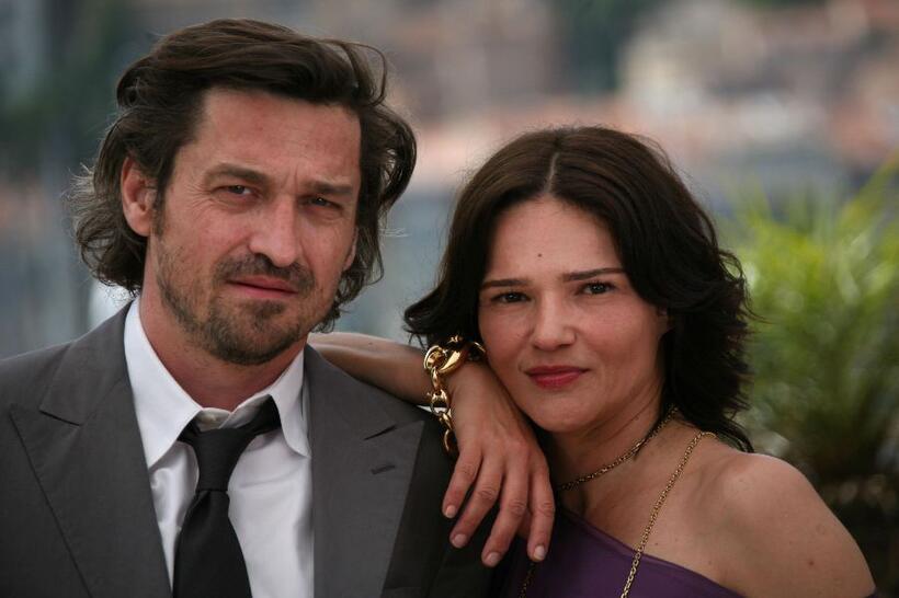 Louis-Dominique de Lencquesaing and Chiara Caselli at the premiere of "Father of My Children" during the 62nd Cannes Film Festival.