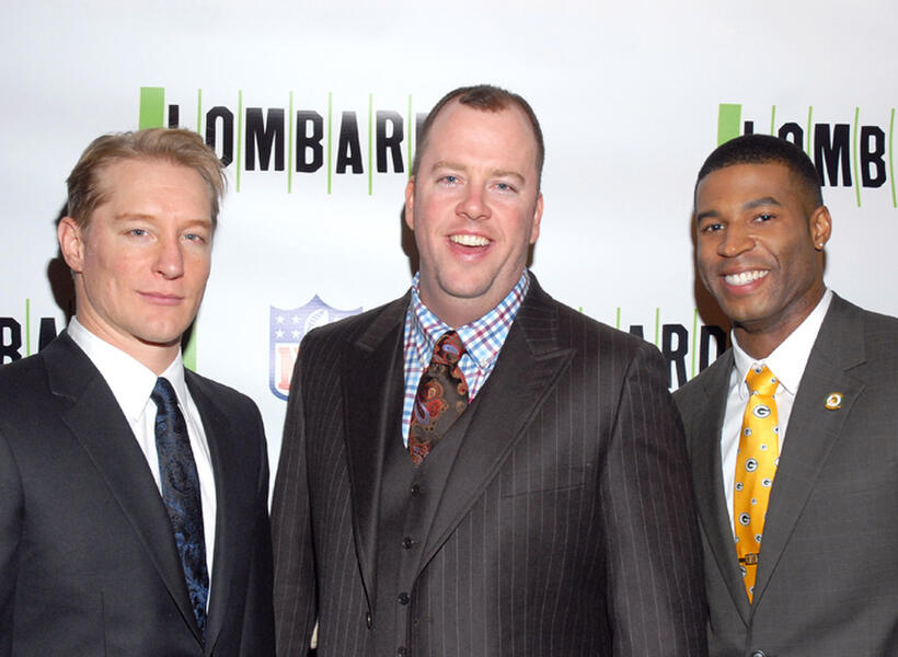 Bill Dawes, Chris Sullivan and Robert Christopher Riley at the Broadway opening night of "Lombardi" in New York.
