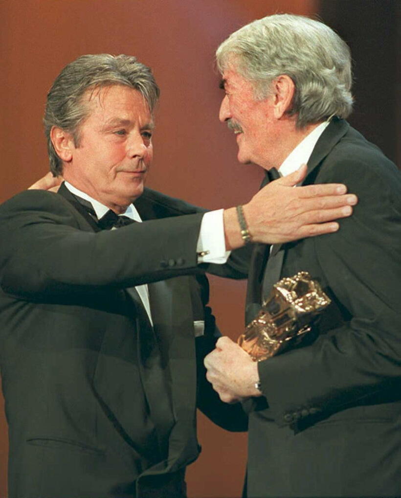 Alain Delon and Gregory Peck 20th Cesar awards ceremony.