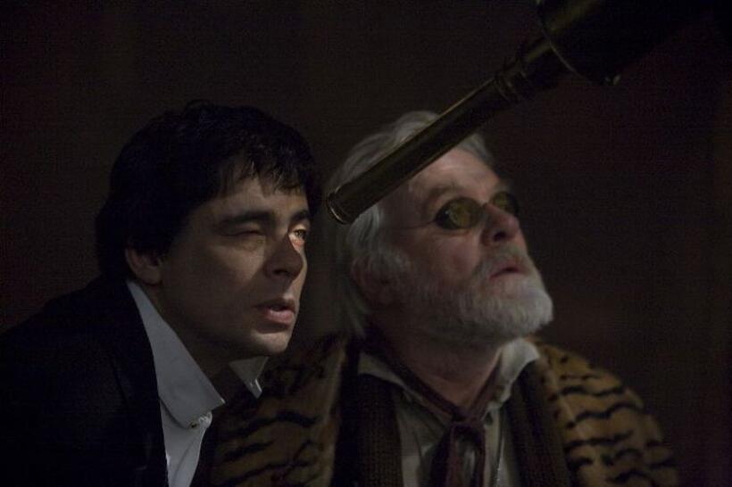 Benicio Del Toro as Lawrence Talbot and Anthony Hopkins as Sir John Talbot in "The Wolfman."