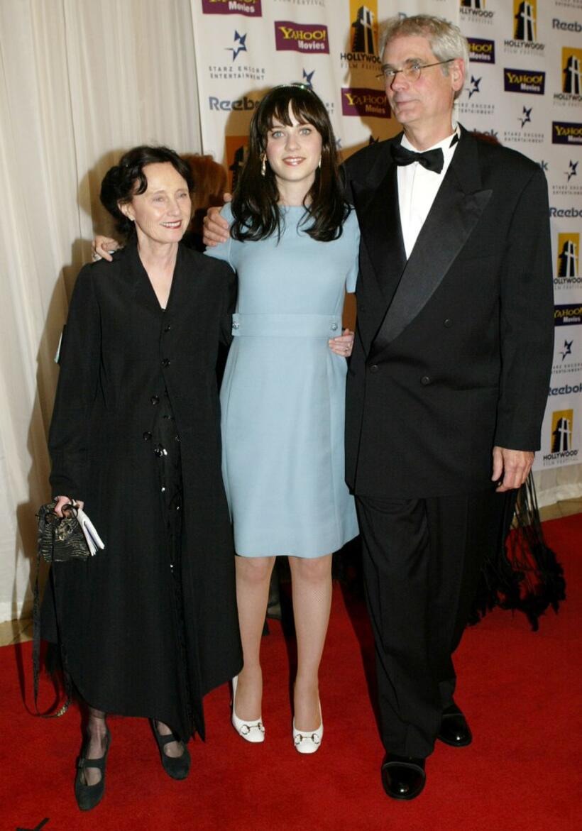 Mary Jo Deschanel, Zooey Deschanel and Caleb at the Hollywood Awards Gala.