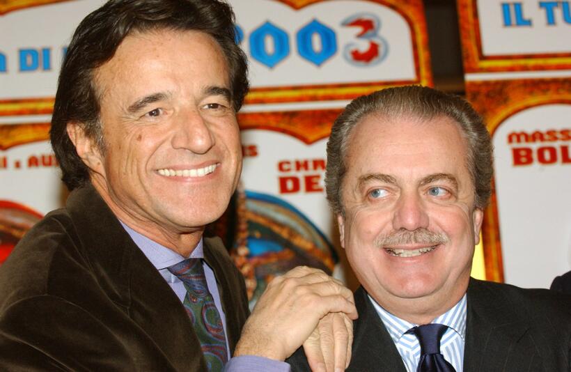 Christian De Sica and Aurelio De Laurentis at the premiere of "Vacanze In India" (Christmas in India).