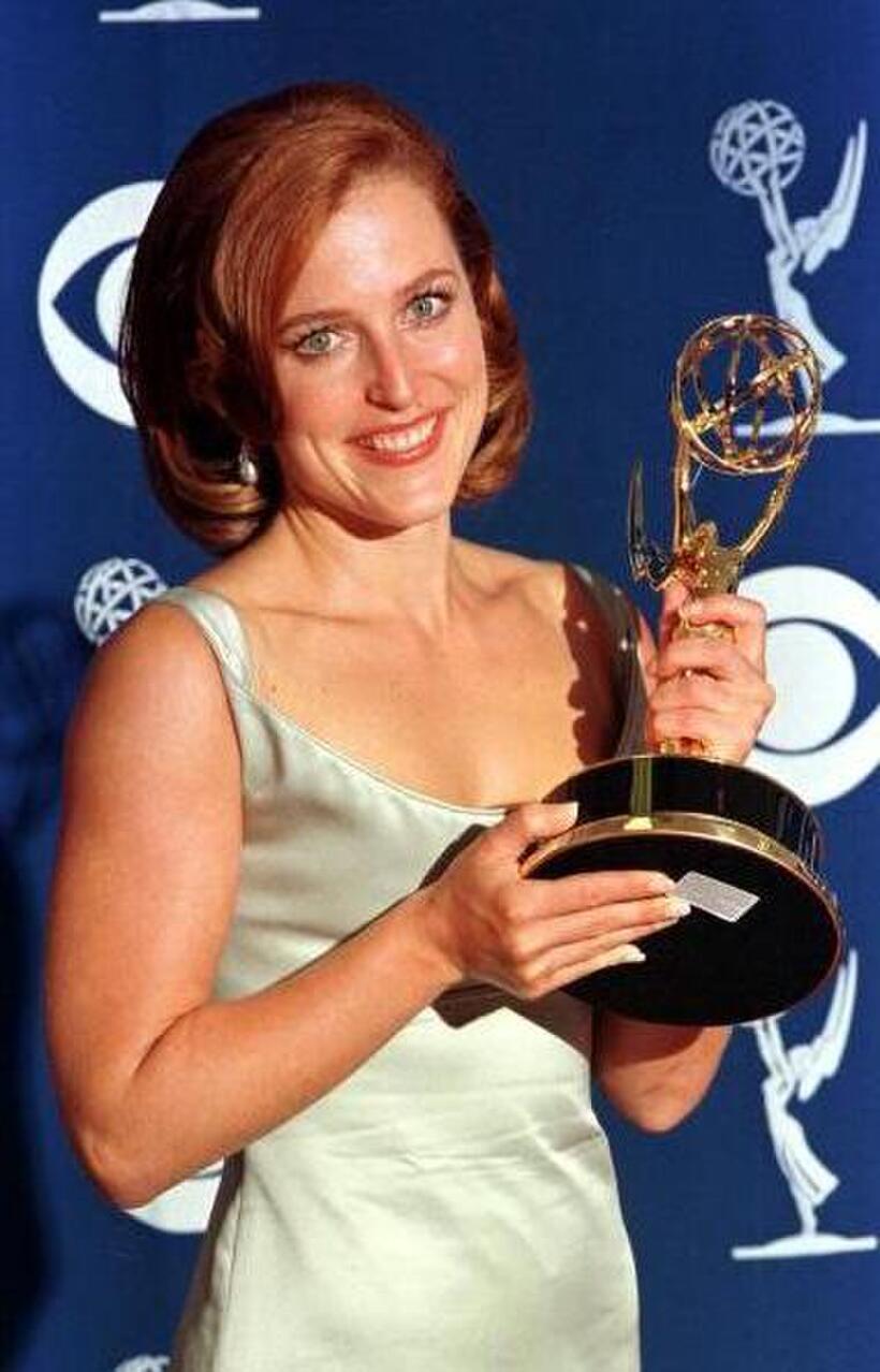Gillian Anderson at the 49th Emmy Awards.