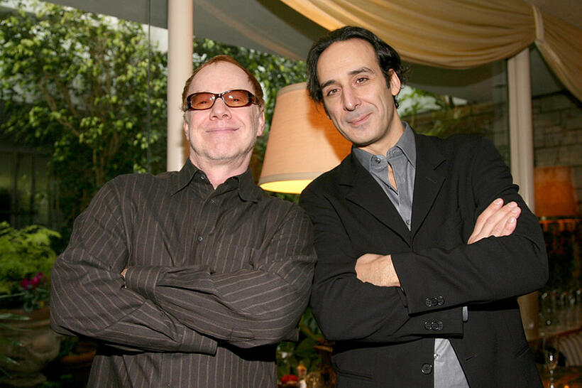 Danny Elfman and Alexandre Desplat at the Society of Composers & Lyrics Pre-Oscar Champagne Reception.