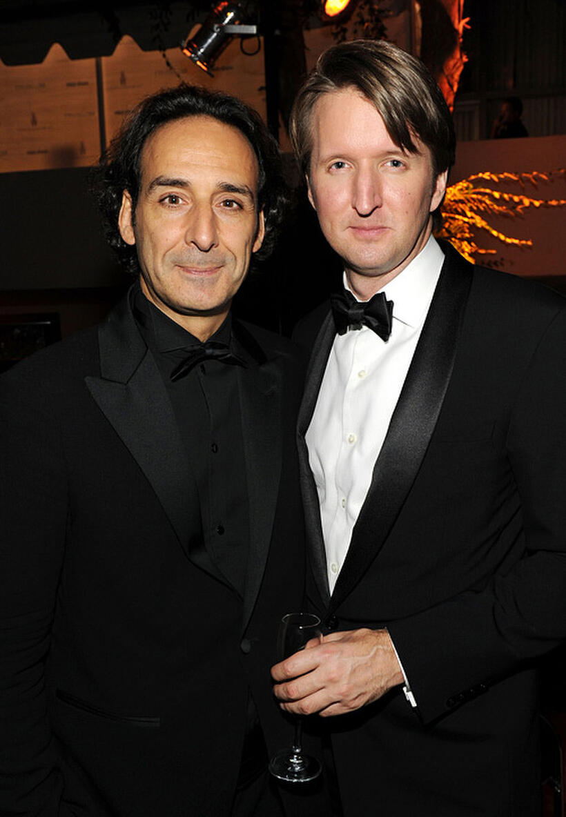 Alexandre Desplat and director Tom Hooper at the after party of Relativity Media and The Weinstein Company's 2011 Golden Globe Awards.