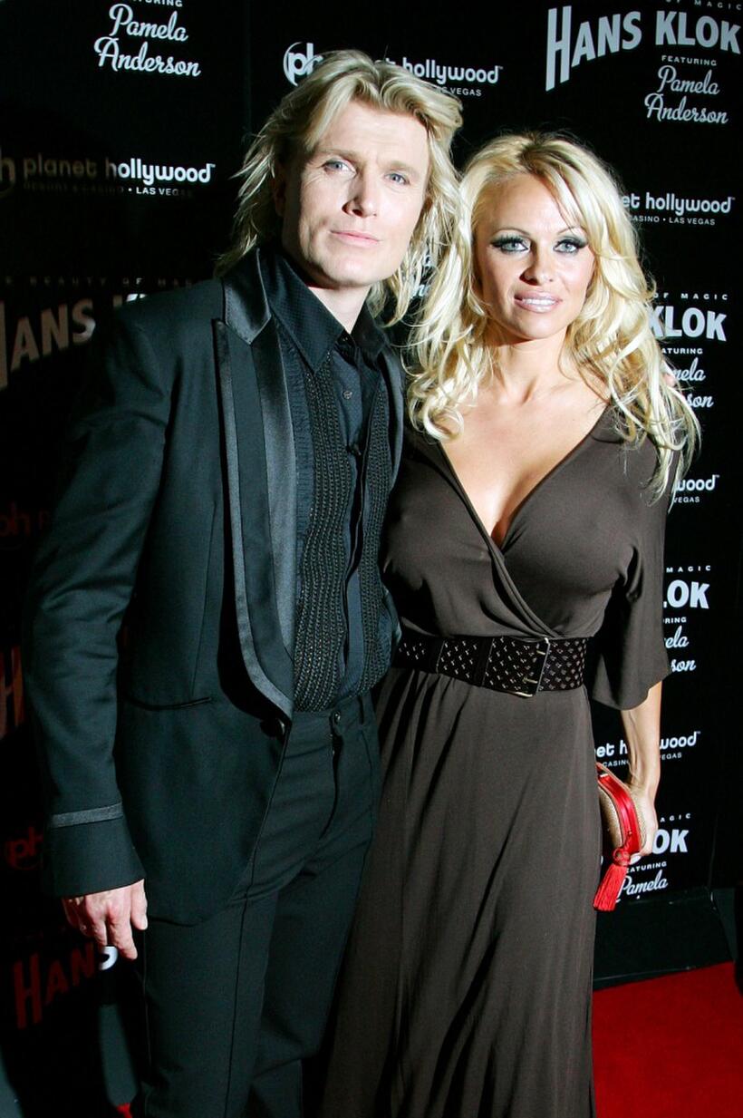 Pamela Anderson and Hans Klok at the after party for the opening night performance of "The Beauty of Magic" show.