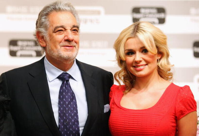 Placido Domingo and Katherine Jenkins at the press conference prior to their concert in Seoul, South Korea.