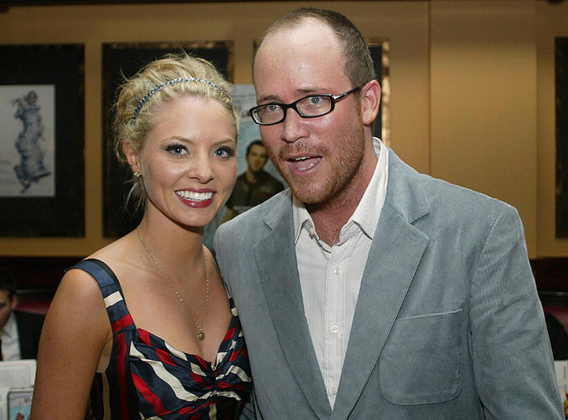 Kaitlin Doubleday and writer/director Rob McKittrick at the after party at the California premiere of "Waiting."