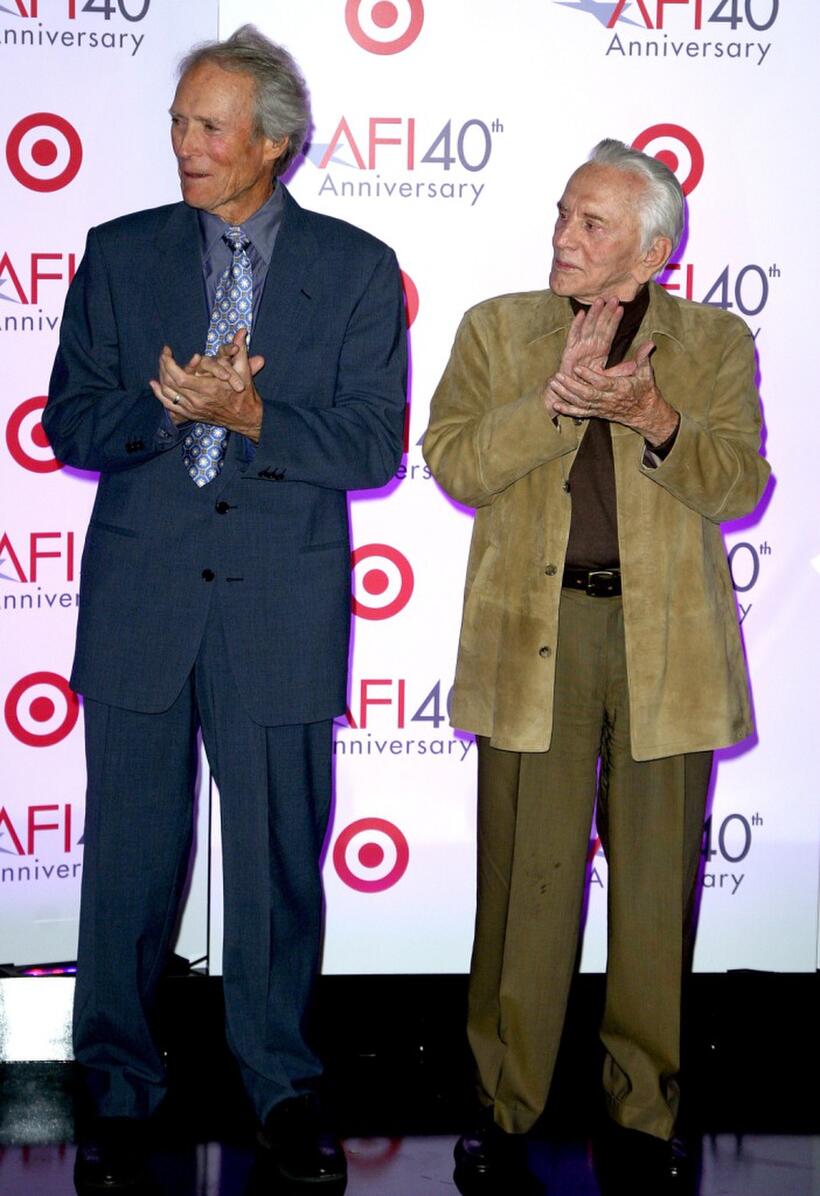Kirk Douglas and Clint Eastwood at AFI's 40th Anniversary Celebration Lunch.