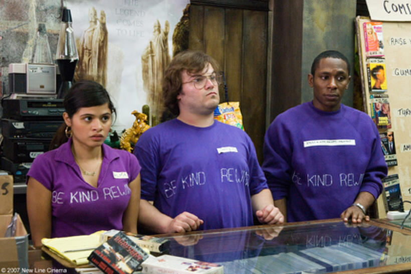 Melonie Diaz, Jack Black and Mos Def in "Be Kind Rewind."