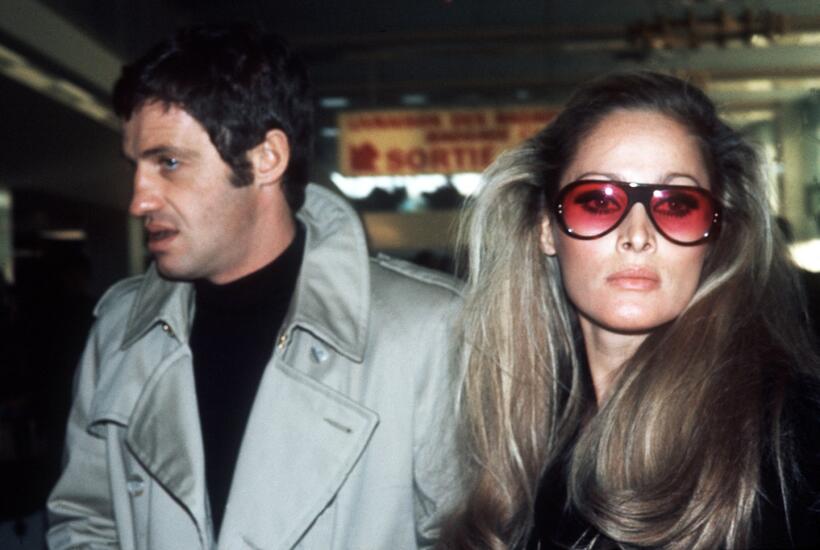 Ursula Andress and Jean-Paul Belmondo at the Orly airport.