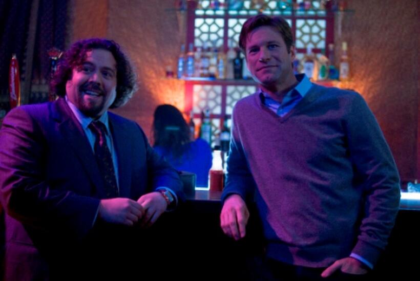 Dan Fogler and Aaron Eckhart in "Love Happens."