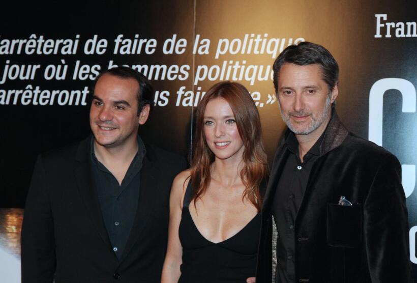 Francois-Xavier Demaison, Lea Drucker and Antoine Decaunes at the screening of "Coluche l'histoire d'un mec" (Coluche, the story of a guy).