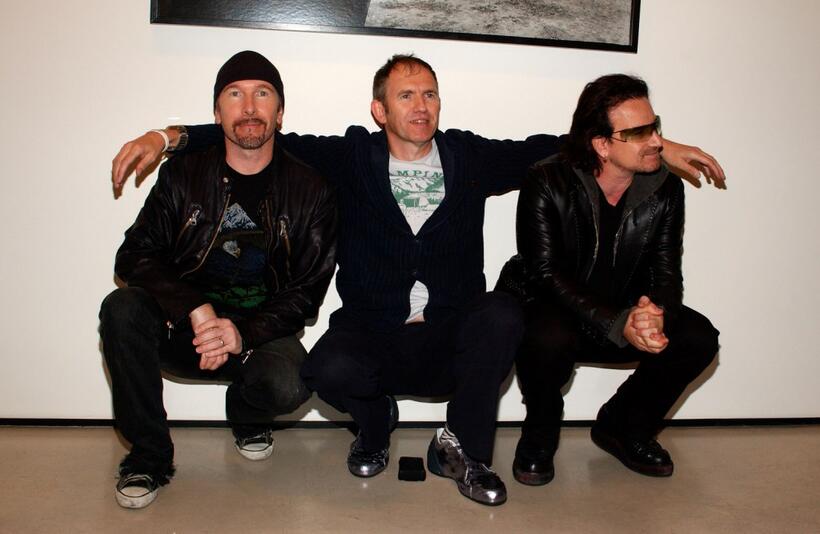 The Edge, Anton Corbijn and Bono at the opening of Anton Corbijn's photo exhibition.