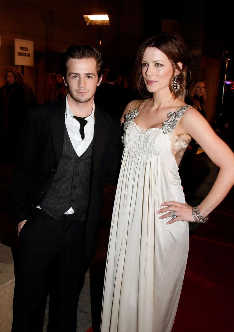 Michael Angarano and Kate Beckinsale at the premiere of "Snow Angels."