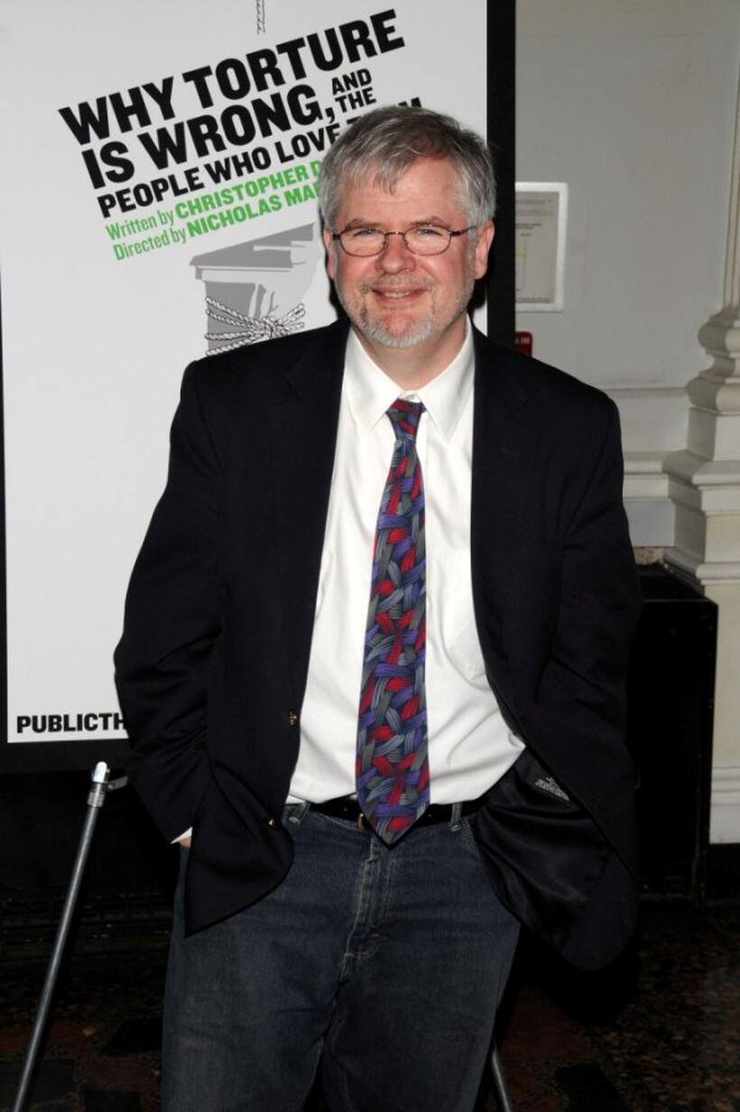 Christopher Durang at the Off-Broadway opening night of "Why Torture in Wrong and the People Who Love Them."
