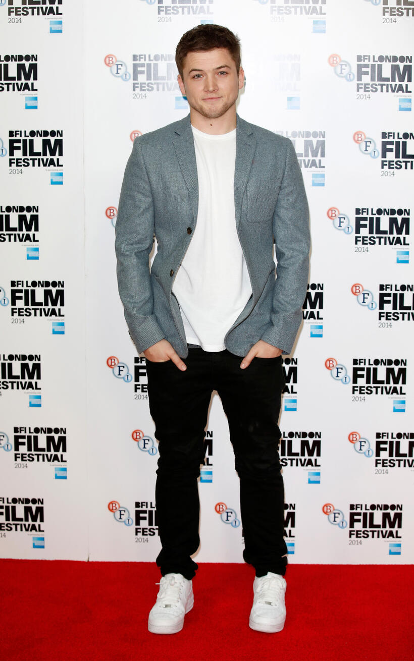 Taron Egerton at the photocall of "Testament Of Youth" during the 58th BFI London Film Festival.