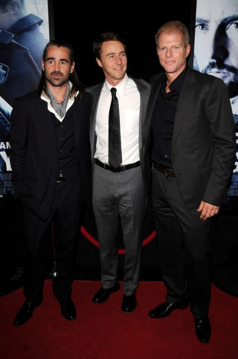 Colin Farrell, Edward Norton and Noah Emmerich at the New York premiere of "Pride And Glory."